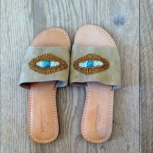 Laurent Effel Evil Eye Suede and Beaded Sandal Size 36
